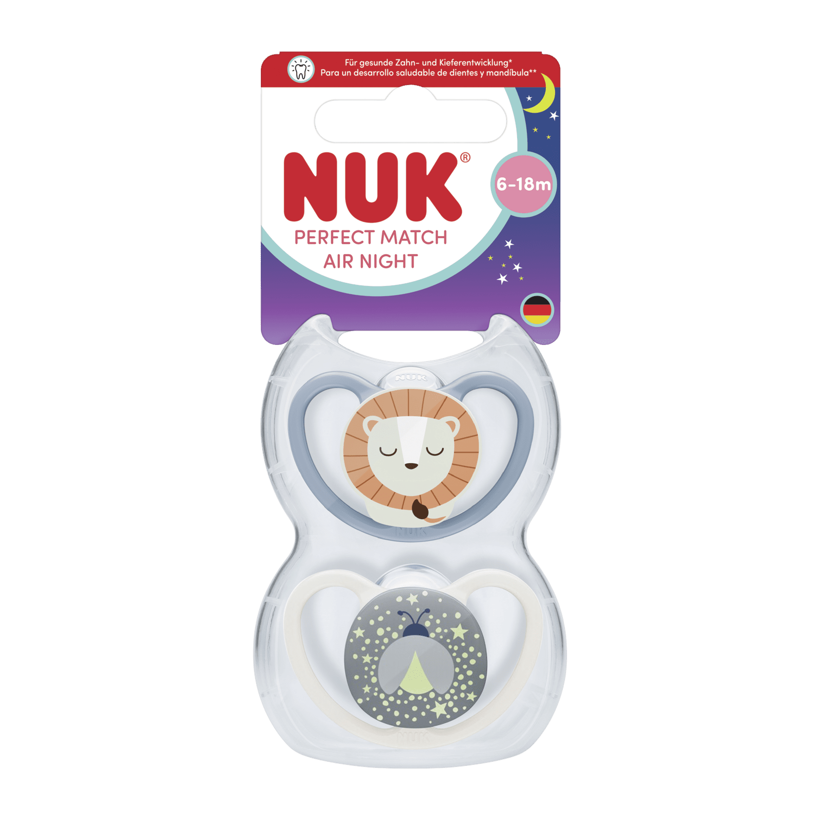 NUK Cumlík Perfect Match AIR Night LION 6-18m BOX 2 ks