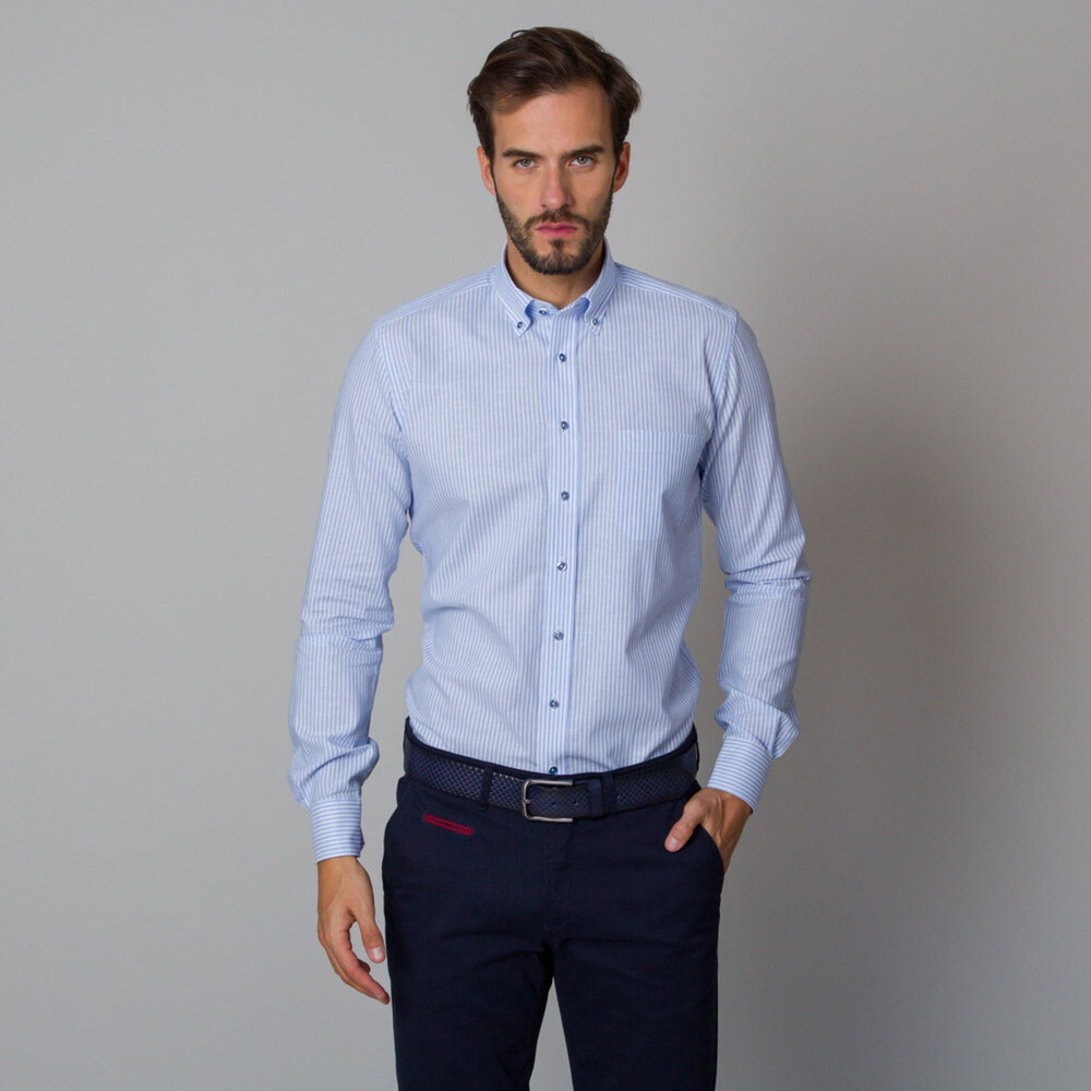 Pánska košeľa klasická s jemným pruhovaným vzorom 12160