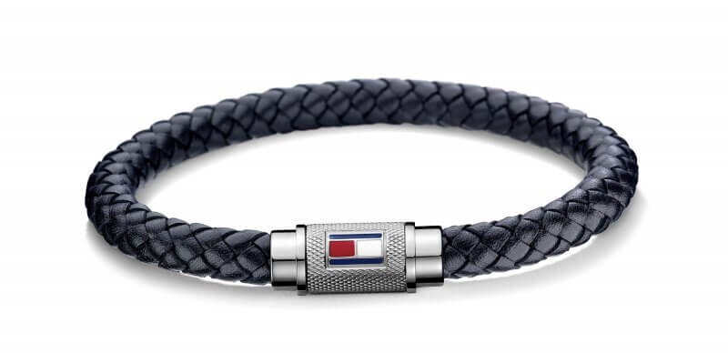 Tommy Hilfiger Trendy tmavo modrý kožený náramok TH2701000 19 cm