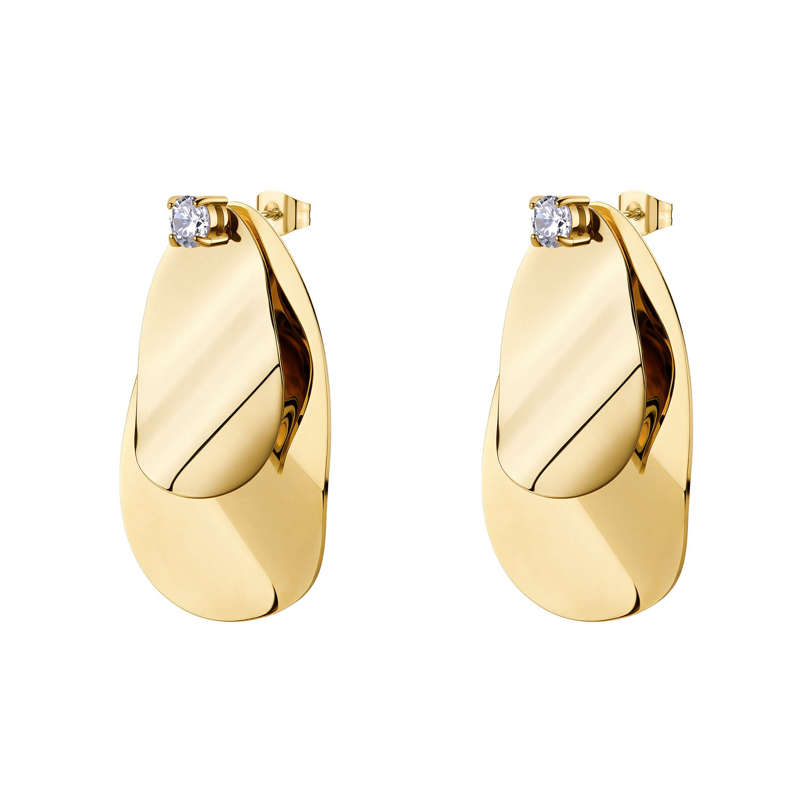 Brosway Výrazné visiace náušnice z pozlátenej ocele Bloom BOM24