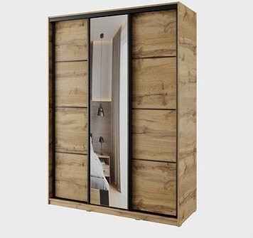 Nejlevnější nábytek Nejby Barnaba 150 cm s posuvnými dveřmi, zrcadlem - dub wotan