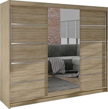 Nejlevnější nábytek - Šatní skříň HARDY VI se zrcadlem, dub sonoma