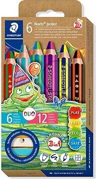 STAEDTLER Noris junior jumbo 3 v 1, dvoubarevné, 6 ks + ořezávátko