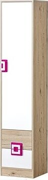 Nejlevnější nábytek - Policová skříň UWARA, dub jasný/bílá/růžová
