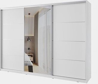 Nejlevnější nábytek Nejby Barnaba 280 cm s posuvnými dveřmi, zrcadlem - bílá