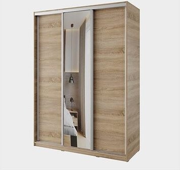 Nejlevnější nábytek Nejby Barnaba 150 cm s posuvnými dveřmi, zrcadlem - dub sonoma