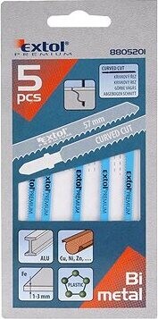 EXTOL PREMIUM plátky do priamočiarej píly 5 ks, 57 × 1,5 mm, Bi-metal, 8805201