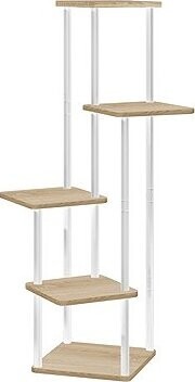 Nejlevnější nábytek Kovový stojan na květiny Clemente, bílý/dub sonoma