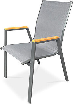 Autronic Stoličky záhradné Nordio, sivý textilen, sivá kovová konštrukcia, opierky rúk polywood