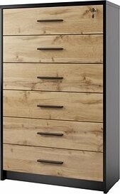 Nejlevnější nábytek Nejby Gianni šuplíková komoda, černá/dub wotan