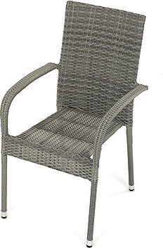 Autronic Stolička záhradná Sivo, sivý umelý ratan, kov, stohovateľná