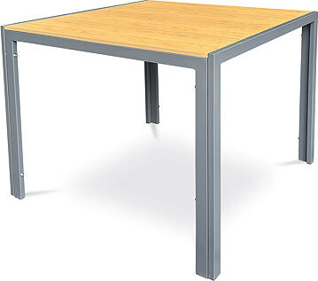 Autronic Stôl záhradný 90 × 90 × 73 Terano, doska polywood v dekore duba, sivá kovová konštrukcia