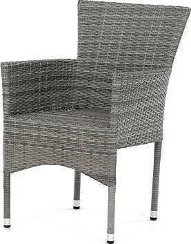Autronic Stolička záhradná Sento, sivý umelý ratan, kov, stohovateľná