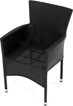 Autronic Stolička záhradná Sera, čierny umelý ratan, kov, stohovateľná