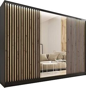 Najlacnejší nábytok Insular 3D 280 so zrkadlom – čierny mat/dub artisan