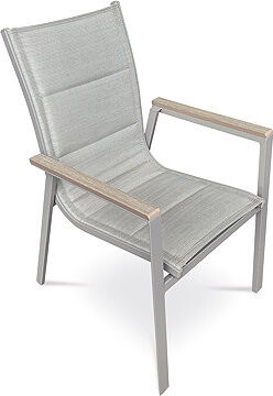 Autronic Stolička záhradná béžový textilen Sartis, hliník, béžová farba, opierky rúk polywood