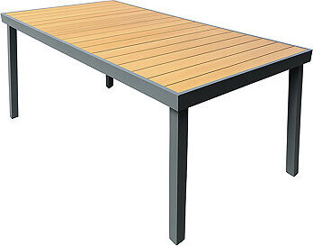 Autronic Záhradný stôl 190 × 90 Waro, sivý hliník, polywood v prírodnej farbe