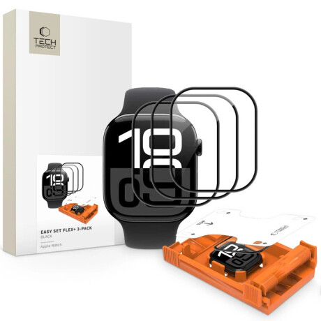 Tech-Protect Easy Set Flex 3x ochranné sklo na Apple Watch 10 / 11 (46 mm), čierne