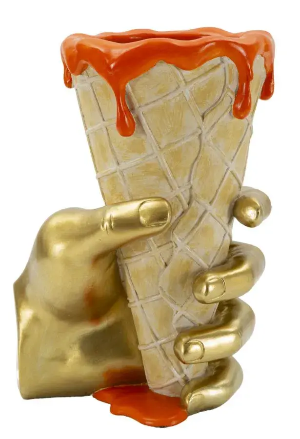 Dekorativní soška pro květinu Cone 26 cm zlatá