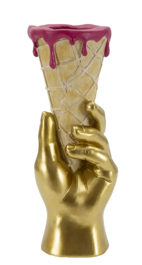 Dekorativní soška pro květinu Cone 31 cm zlatá