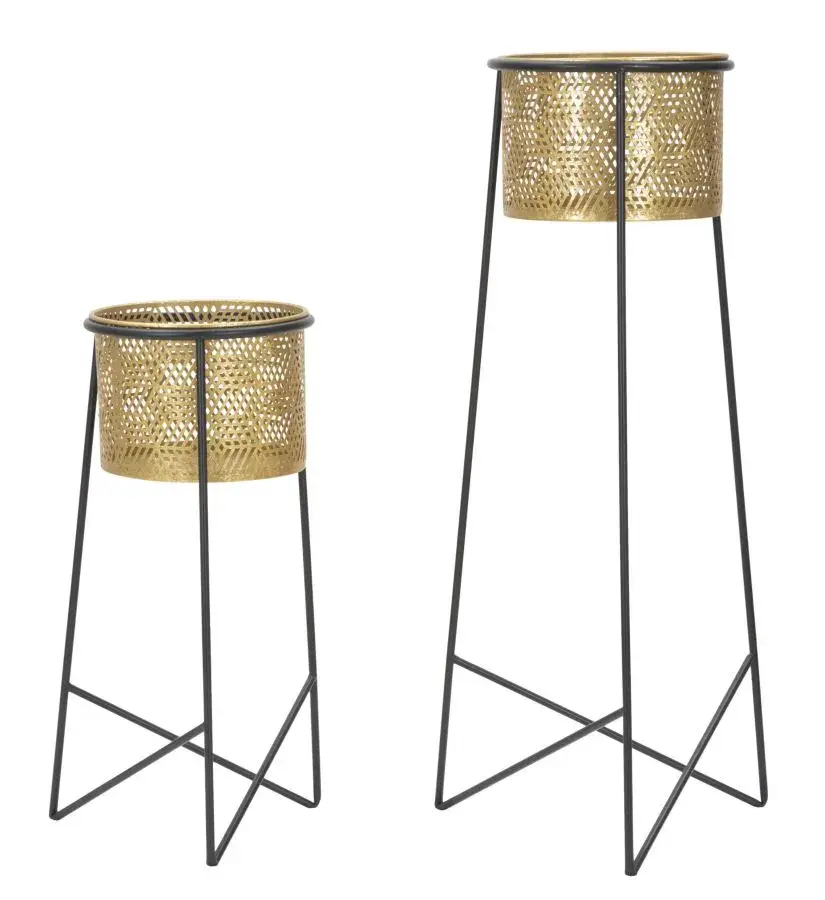 Sada 2 ks květinových stojanů Couple Exy černo-zlatá