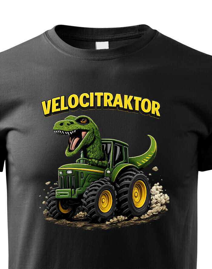 Detské tričko s potiskem Velocitraktor - vtipný darček