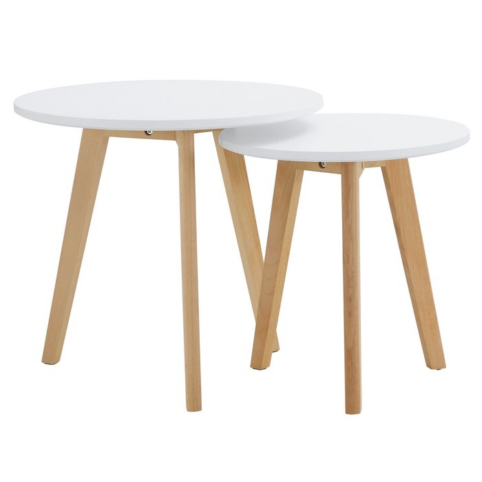 KONDELA Malto 2 New konferenčný stolík (2 ks) biela / buk
