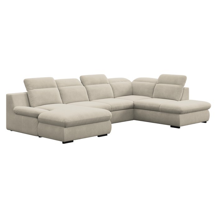 KONDELA Loreta Roh U P rohová sedačka u s rozkladom a úložným priestorom piesková