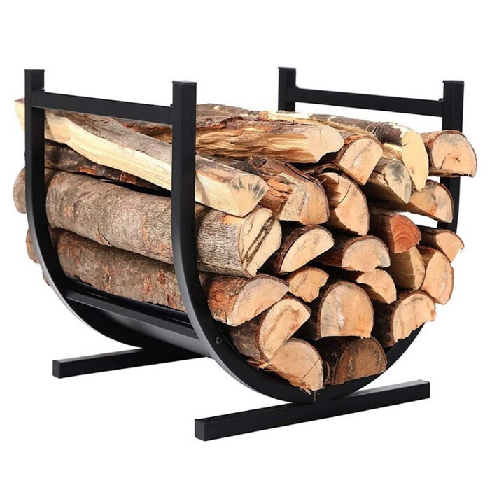 KONDELA Zenra kovový kôš na drevo čierna