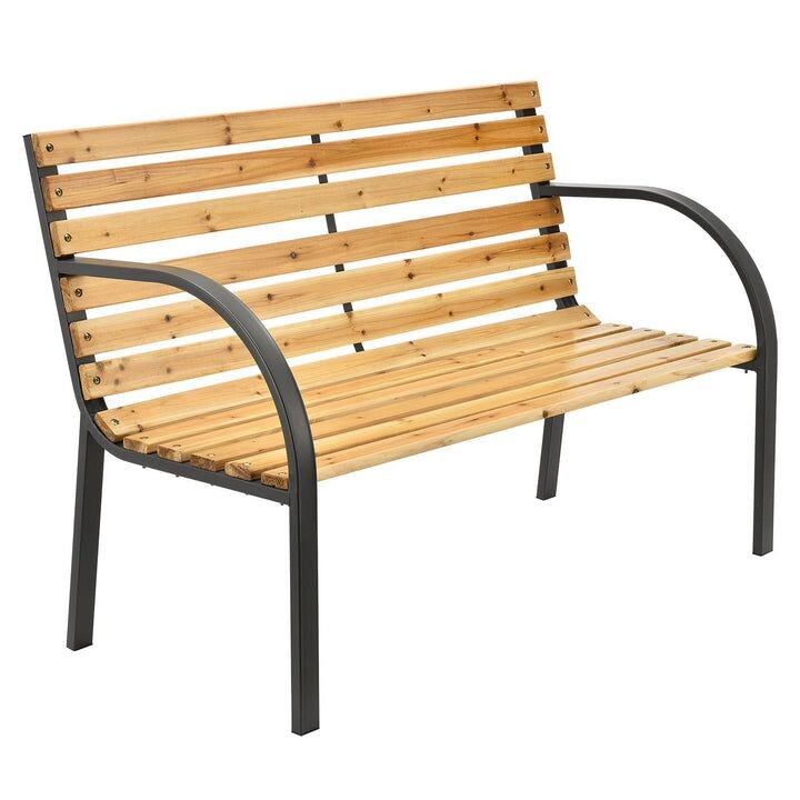 Záhradná lavička 120 cm, drevo/oceľ, 2-miestna