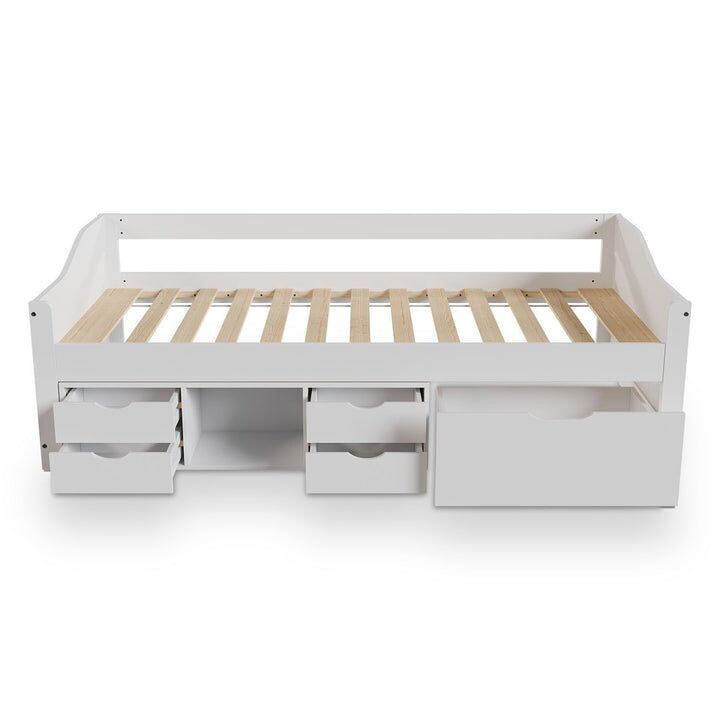 Detská posteľ s úložným priestorom 90x200 cm,s roštom, biela