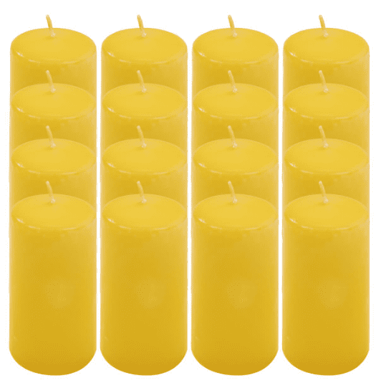 Žltá parafínová sviečka 10 cm, 20 hodín, 16 kusov