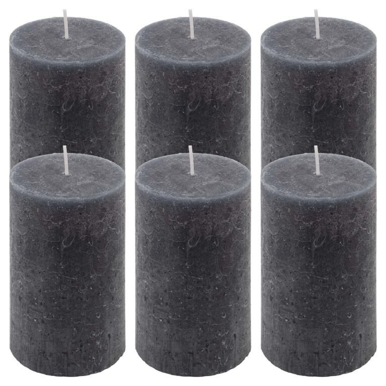 Antracitová parafínová sviečka, rustikálna, 11,5 cm, 40 hodí