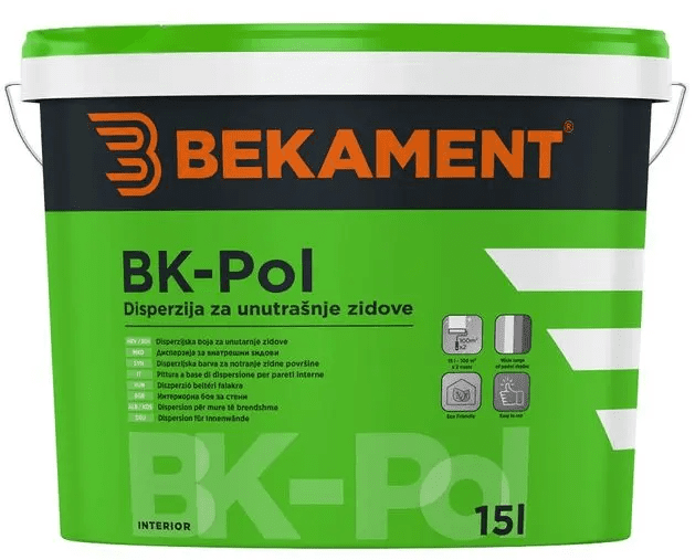 BK-POL - Oteruvzdorná interiérová farba biela, 1 L