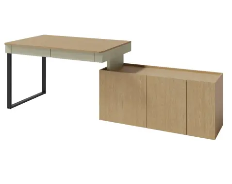 Písací stôl s komodou Lucky, eukalyptovo zelená/baltský dub%