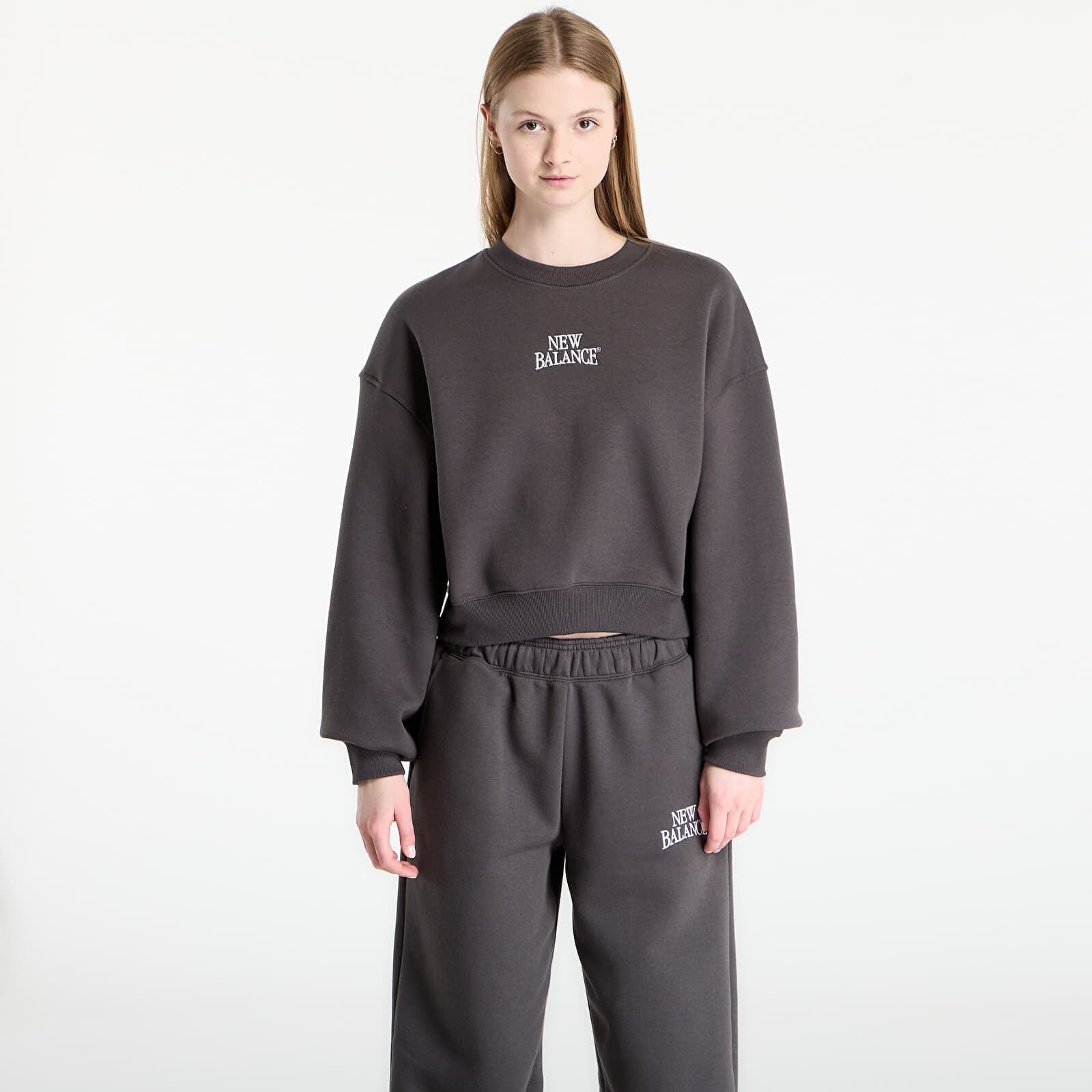 Mikina New Balance Linear Heritage Fleece Crew Faded Black L