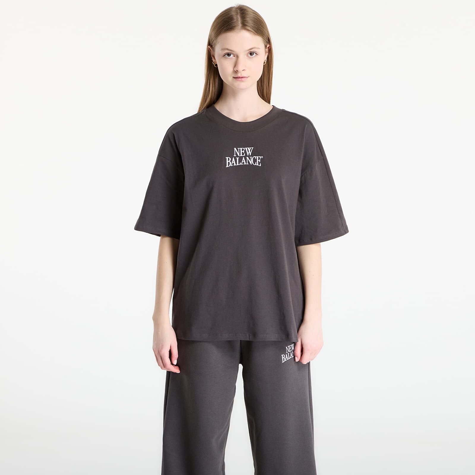 Tričko New Balance Linear Heritage Oversized T-Shirt Faded Black L