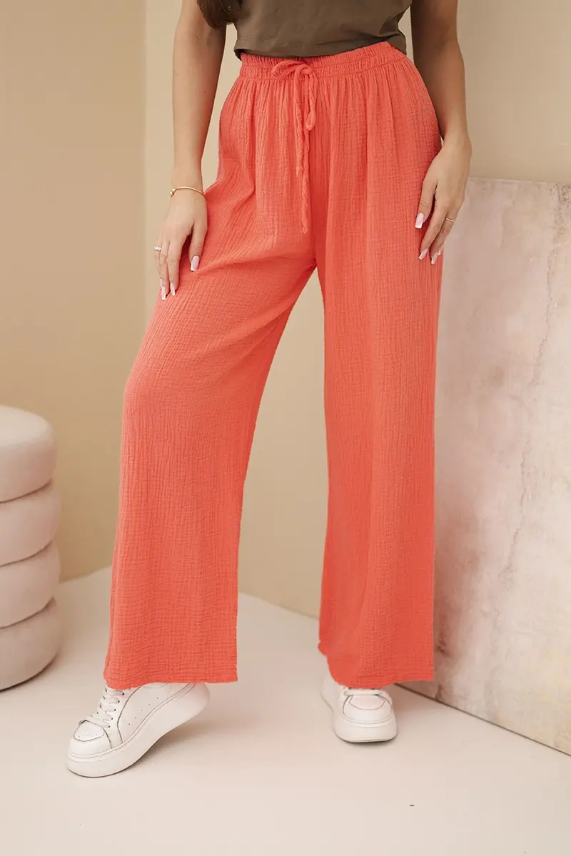 Kesi Włoski mušelínové nohavice s širokými nohavicami