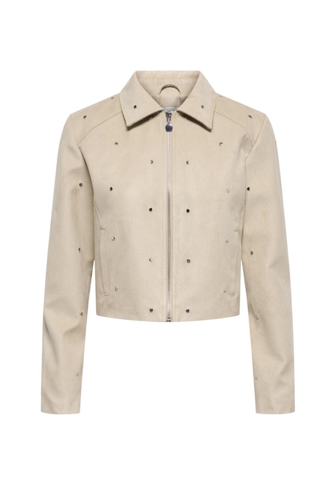 Krátka béžová bunda s ozdobami