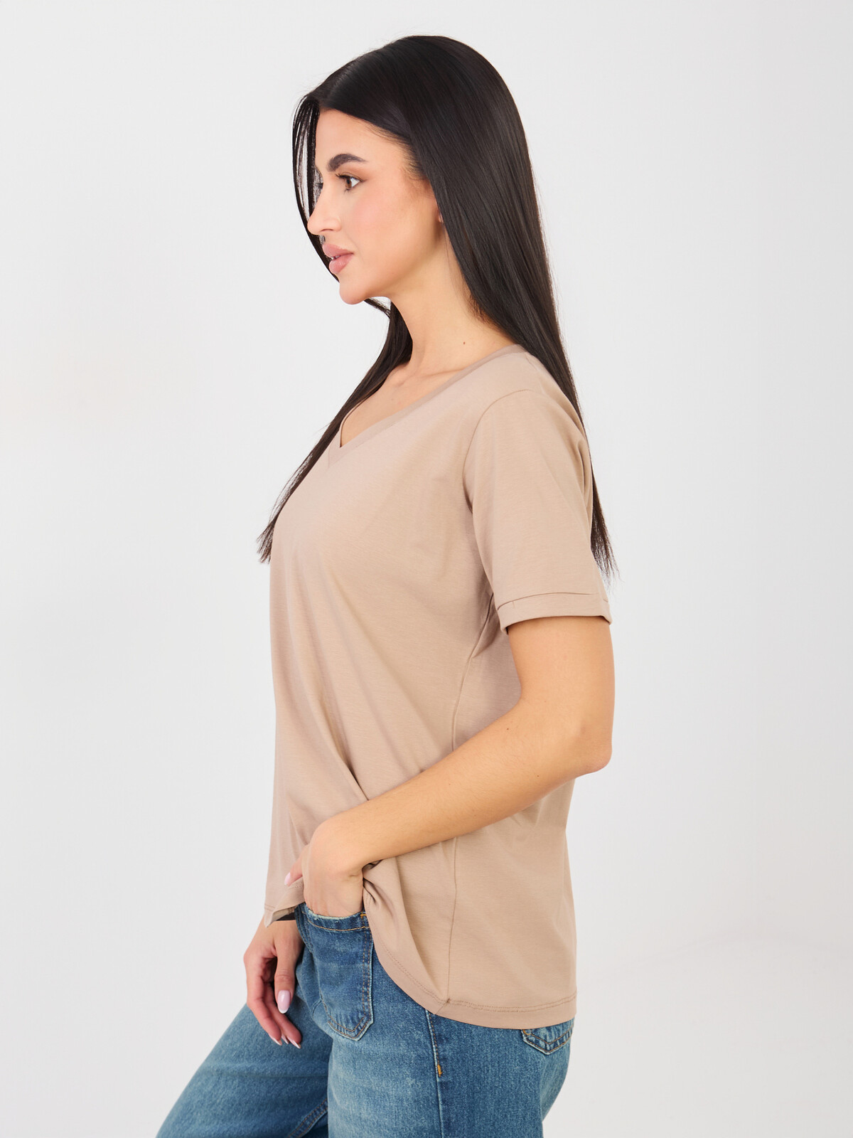 Dámske tričko v tmavobéžovej farbe