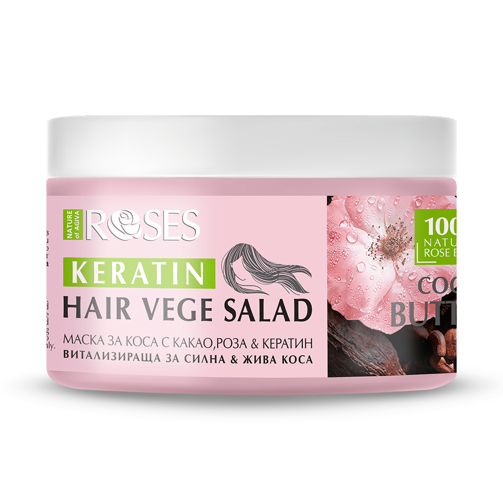 Vitalizujúca maska na vlasy VEGE SALAD s kakaom, ružou a keratínom 350 ml - NATURE OF AGIVA