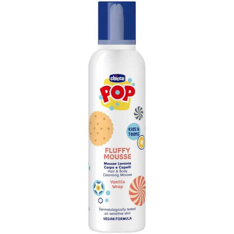 Chicco POP Fluffy Mousse Hair and Body pena na telo a vlasy Vanilla wrap 200 ml