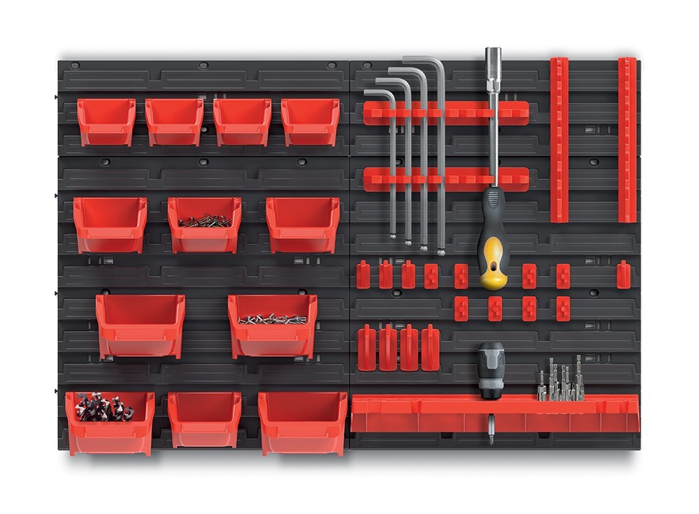 Kistenberg Stena na náradie 78x52cm + 12 boxov a úchyty