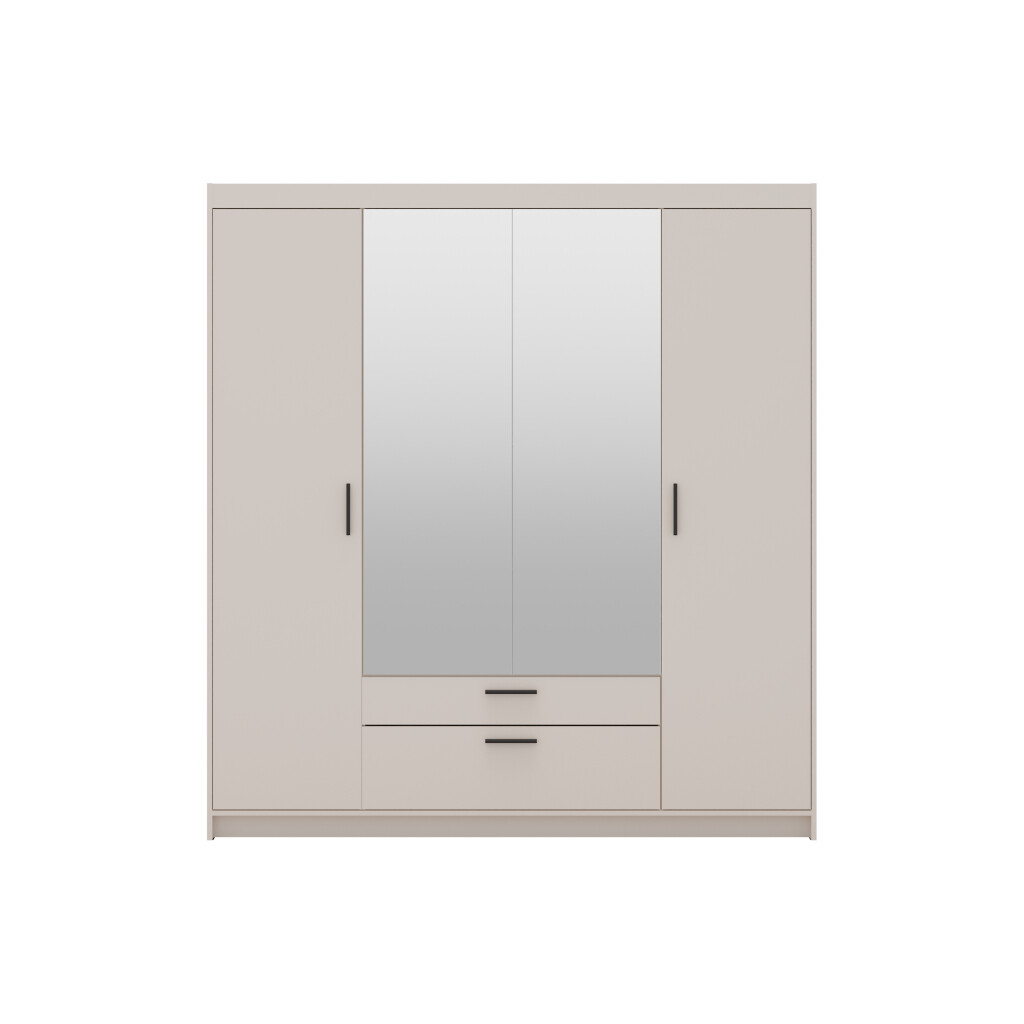 ArtLemp Šatníková skriňa ELLEN 4D2S so zrkadlom | pieskovo béžová