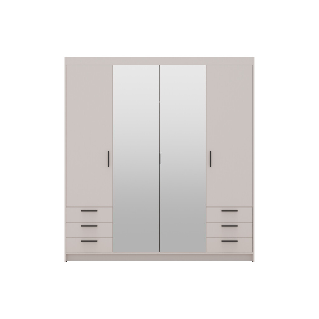 ArtLemp Šatníková skriňa ELLEN 4D6S so zrkadlom | pieskovo béžová