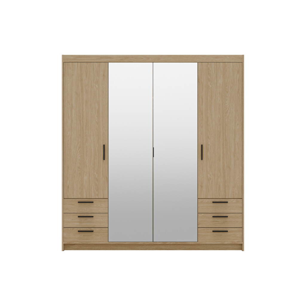 ArtLemp Šatníková skriňa ELLEN 4D6S so zrkadlom | dub olejovaný