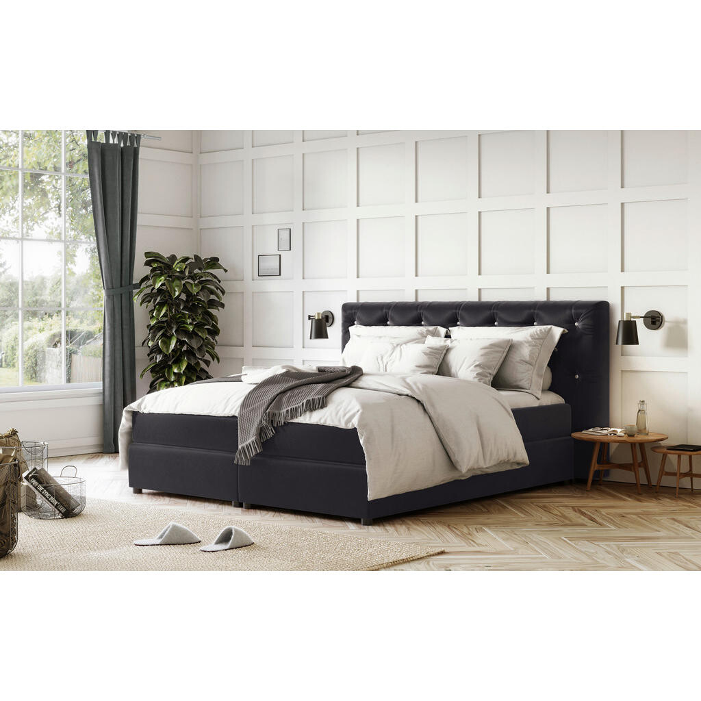 MID.YOU BOXSPRINGOVÁ POSTEĽ, 140/200 cm čierna