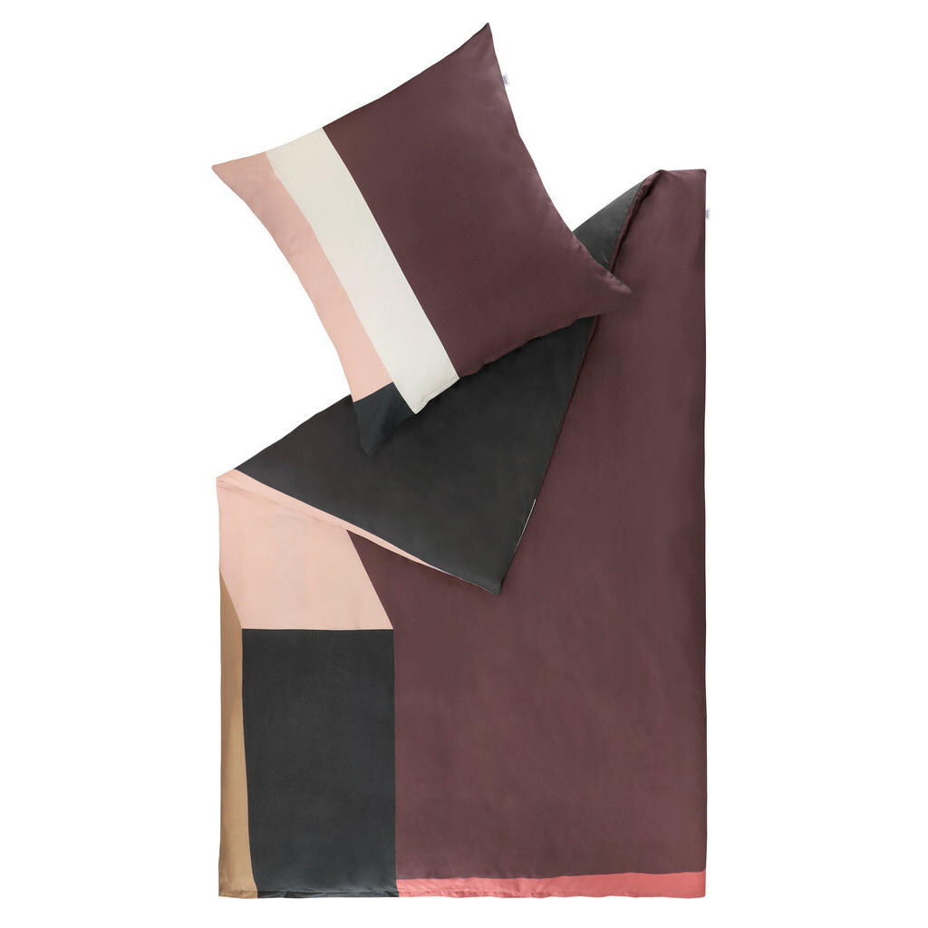Schöner Wohnen OBOJSTRANNÁ POSTEĽNÁ BIELIZEŇ, satén, antracitová, krémová, svetloružová, červenohnedá, 155/220 cm