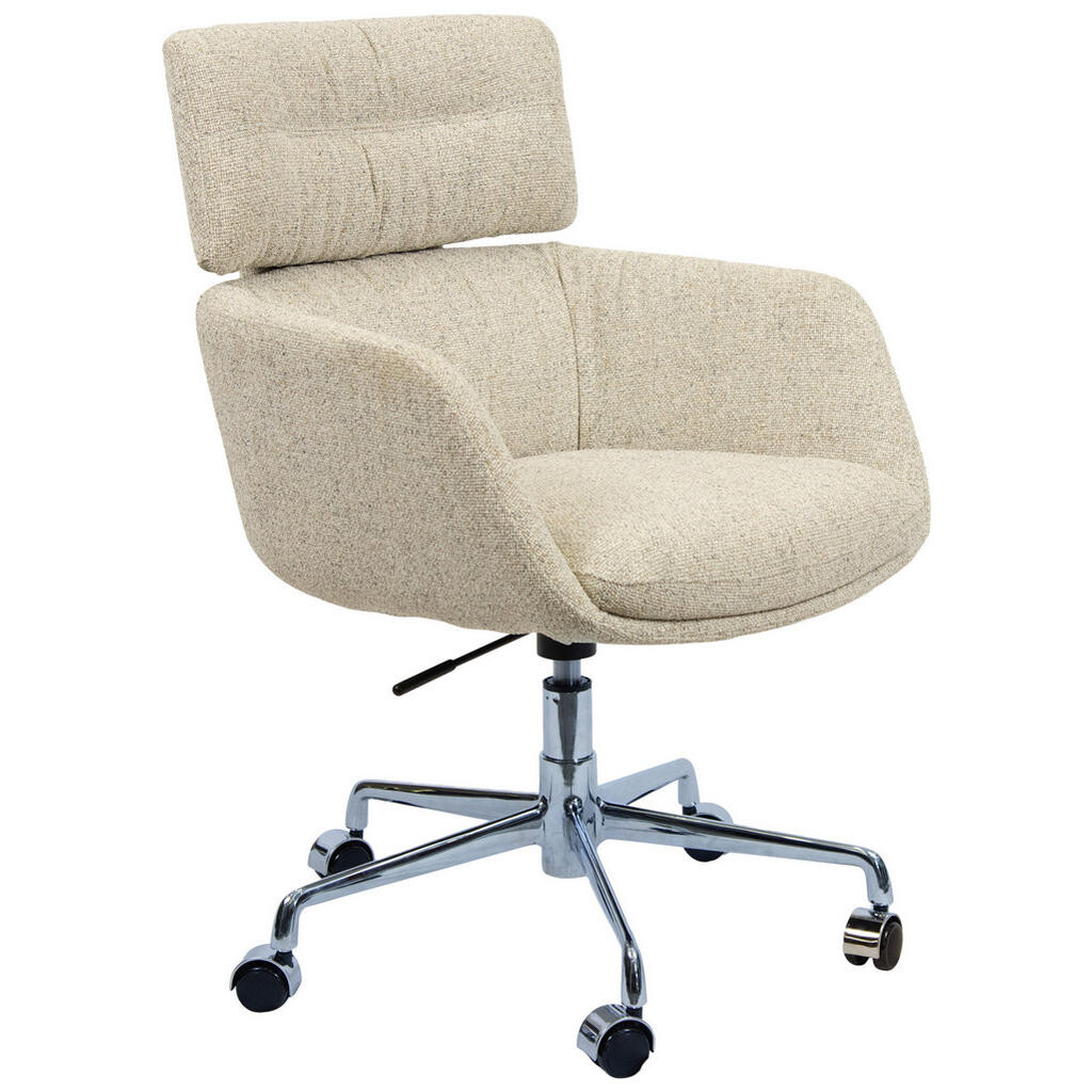 Dieter Knoll OTOČNÁ STOLIČKA, tkaná textília, chrómová, béžová