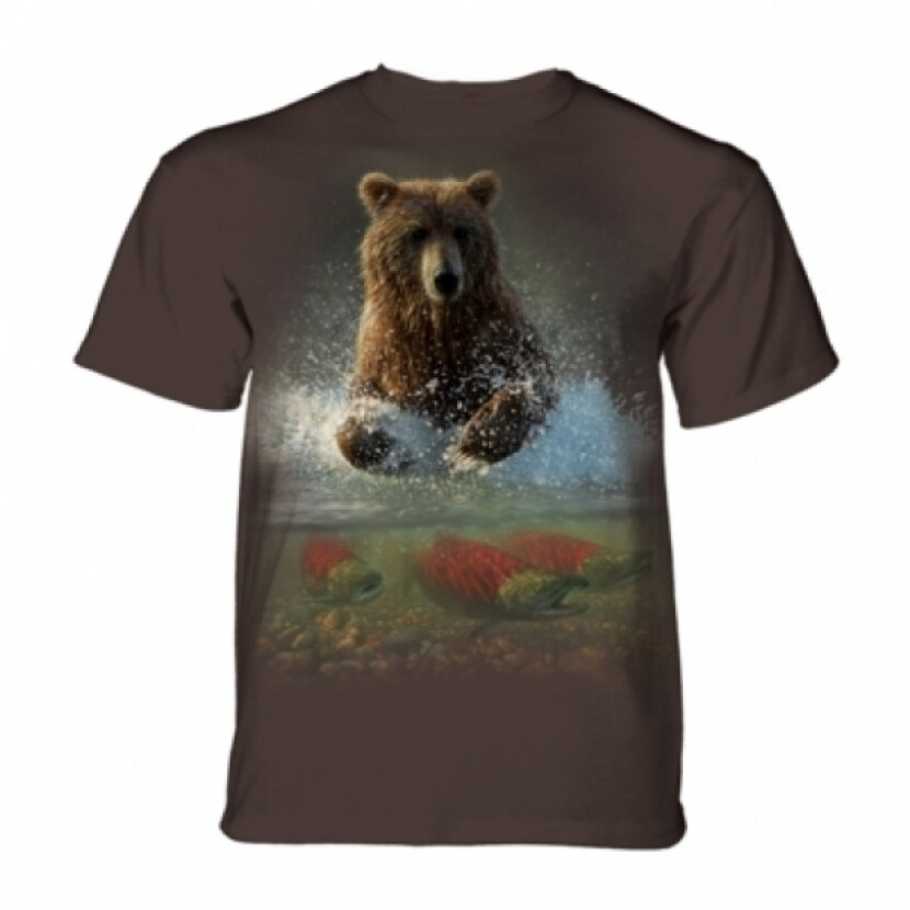 Tričko unisex The Mountain Lucky Fishing Hole Bear - hnedé,